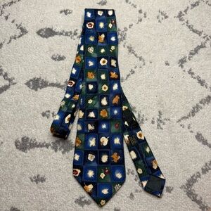 AMERICA Made in Italy Novelty Contemporary Checker Floral Printed 100% Silk Tie